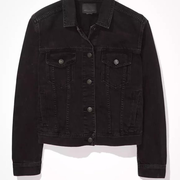 AE Black Denim Jacket Black - Picture 2 of 5